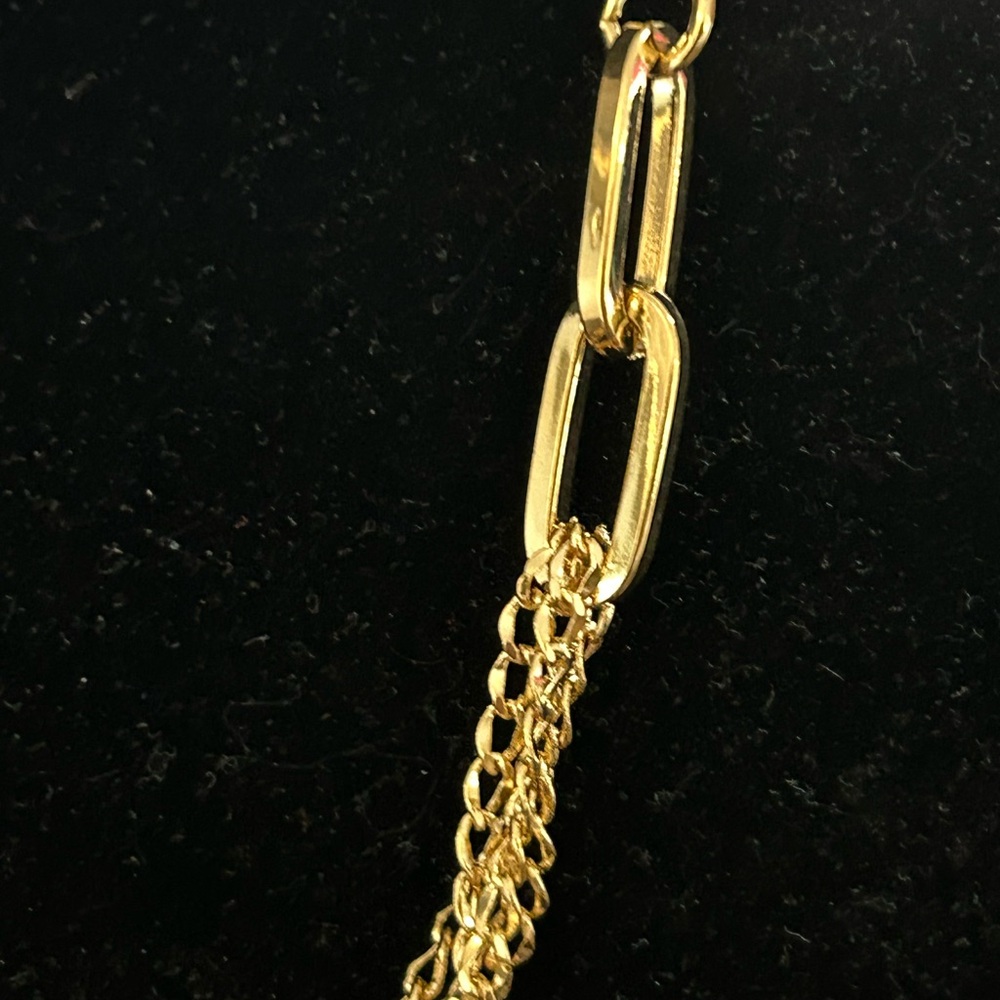 Anthropologie Mixed Chain Link Necklace 14K Plated Brass Lobster Clasp NEW - Picture 8 of 12
